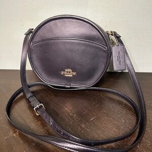 Coach Round Black Leather Crossbody Bag